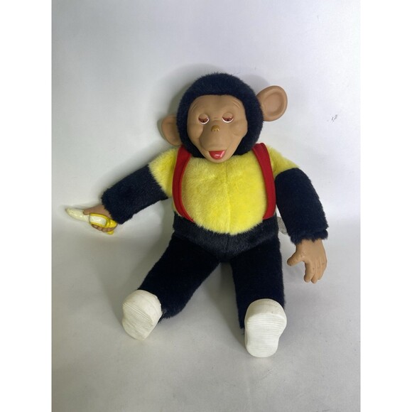 Mr. Bim Zippy Monkey Rubber Face 15" Plush Stuffed Toy Doll Banana Green Trading - Picture 1 of 14